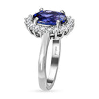 RHAPSODY 950 Platinum AAAA Tanzanite Diamond Halo Ring 3.50 Ct, Platinum Wt 6.22 GM