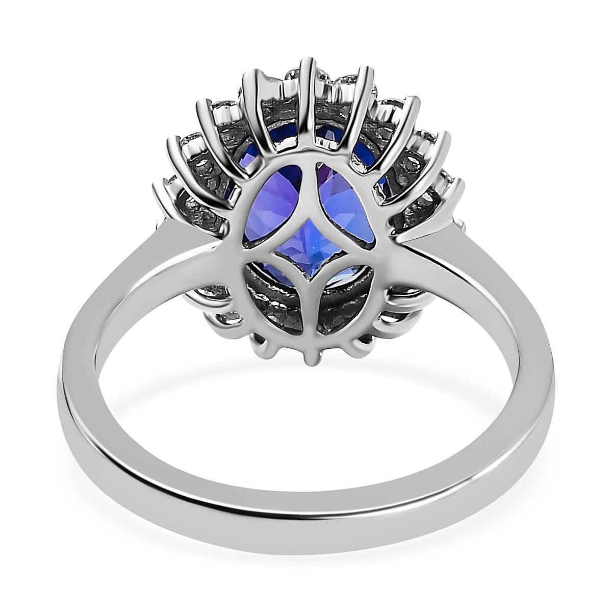 RHAPSODY 3.49 Ct AAAA Tanzanite and White Diamond VS EF Halo Signature Ring in 950 Platinum 7664952 5