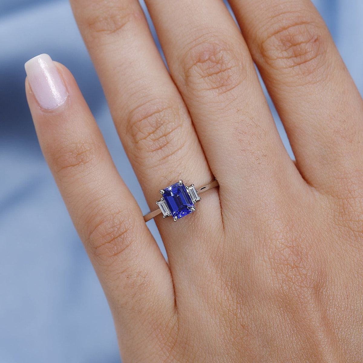 950 Platinum AAAA Tanzanite &amp; Diamond (VS-E-F) Ring 1.31 Ct. 7674627 2