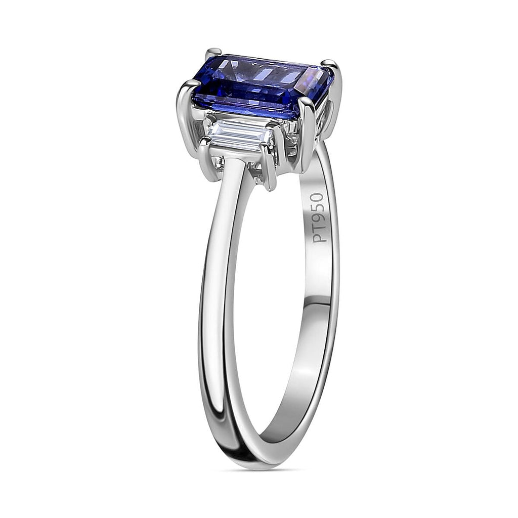 950 Platinum AAAA Tanzanite & Diamond (VS-E-F) Ring 1.31 Ct.