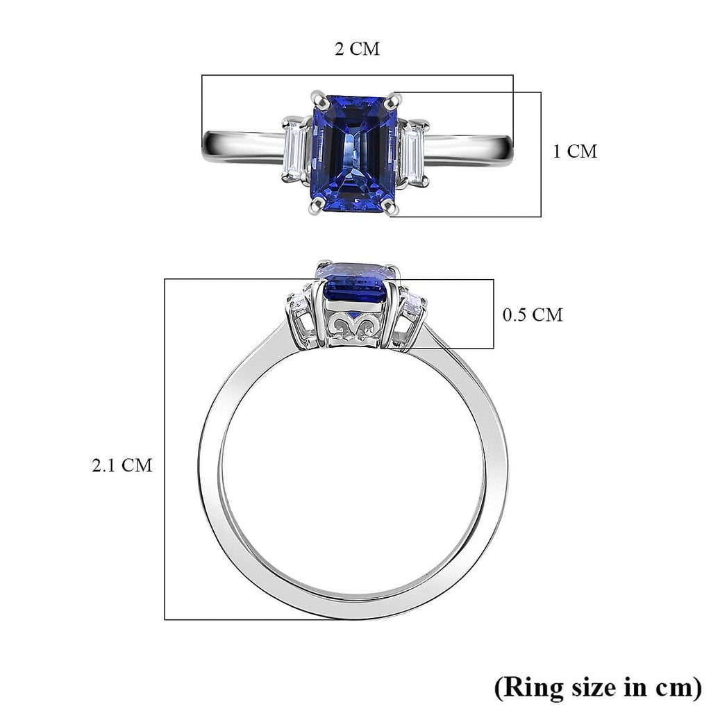 950 Platinum AAAA Tanzanite & Diamond (VS-E-F) Ring 1.31 Ct.