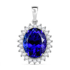 RHAPSODY 950 Platinum  AAAA Tanzanite & Diamond (VS-EF) Pendant 13.41 ct. Platinum Wt 7.50 Gms