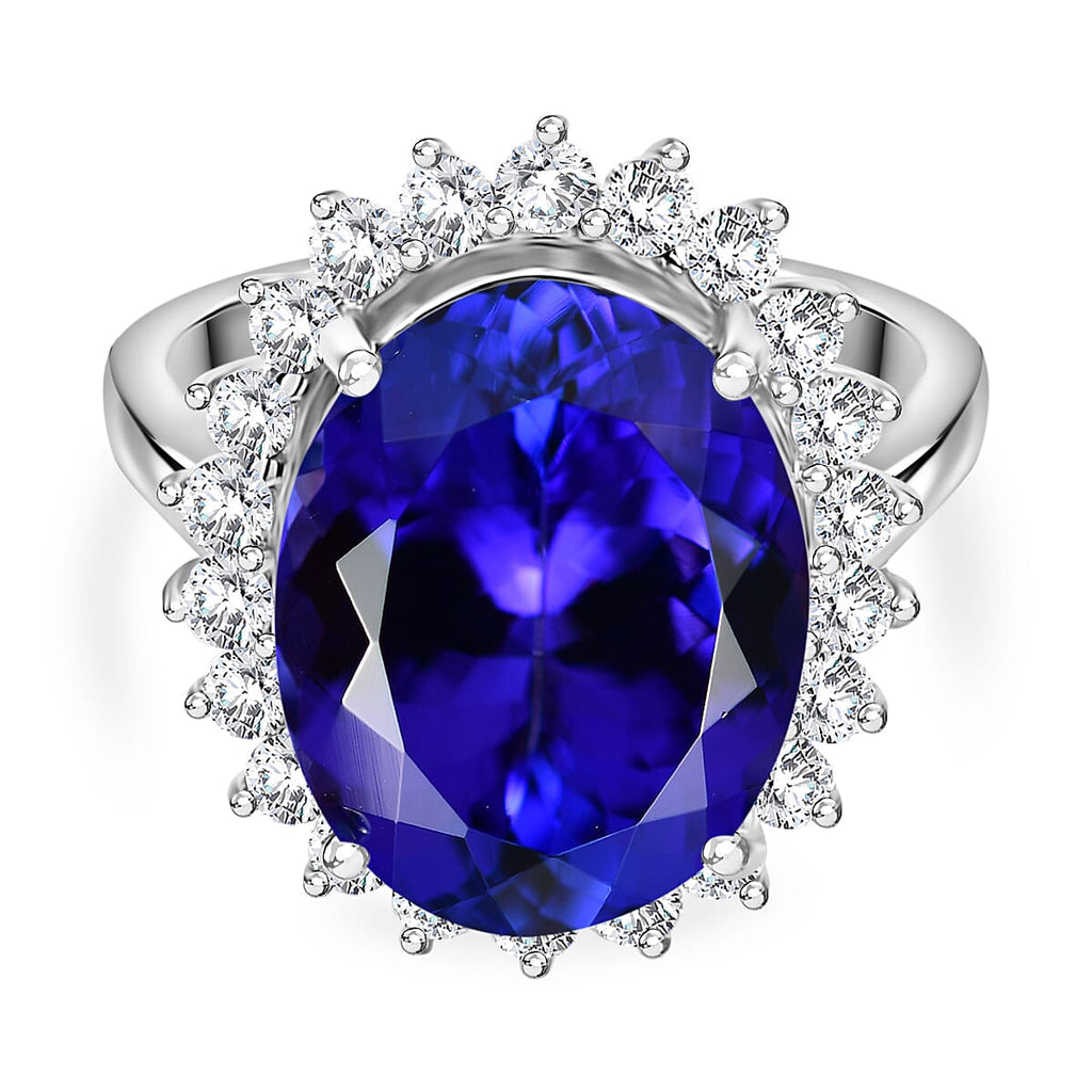 RHAPSODY 950 Platinum AAAA Tanzanite & Diamond VS-EF  Ring 12.56 ct,  Platinum Wt. 9.5 Gms
