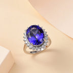 RHAPSODY 950 Platinum AAAA Tanzanite & Diamond VS-EF  Ring 12.56 ct,  Platinum Wt. 9.5 Gms