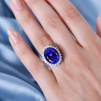 RHAPSODY 950 Platinum AAAA Tanzanite & Diamond VS-EF  Ring 12.56 ct,  Platinum Wt. 9.5 Gms