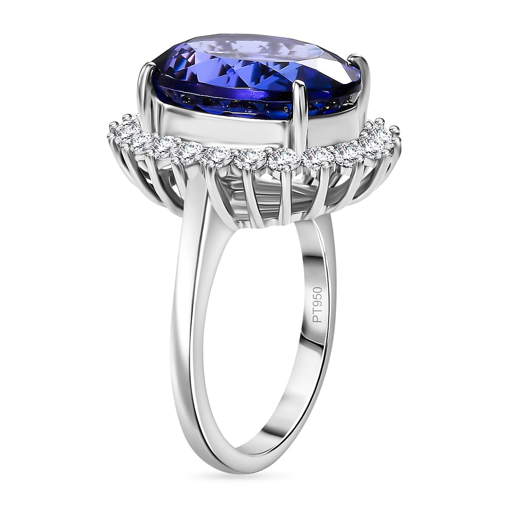 RHAPSODY 950 Platinum AAAA Tanzanite & Diamond VS-EF  Ring 12.56 ct,  Platinum Wt. 9.5 Gms