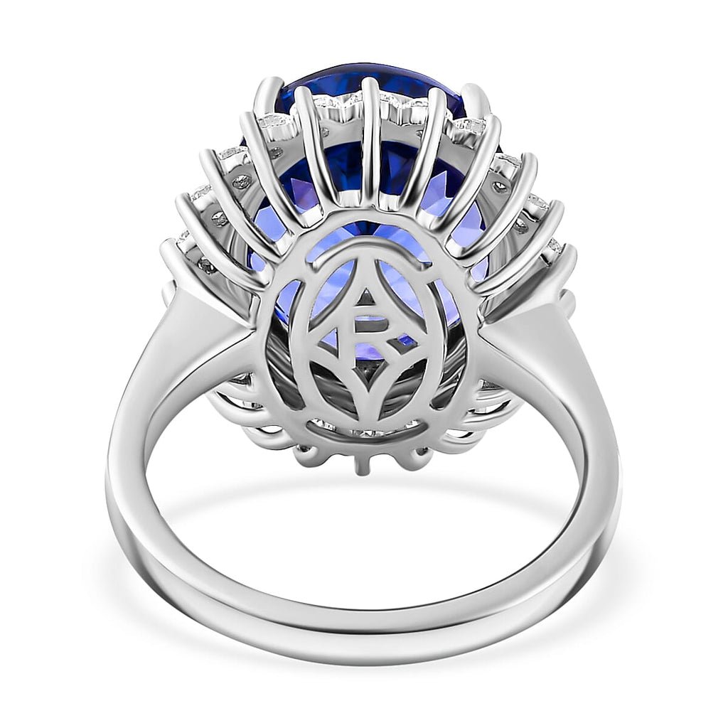 RHAPSODY 950 Platinum AAAA Tanzanite & Diamond VS-EF  Ring 12.56 ct,  Platinum Wt. 9.5 Gms