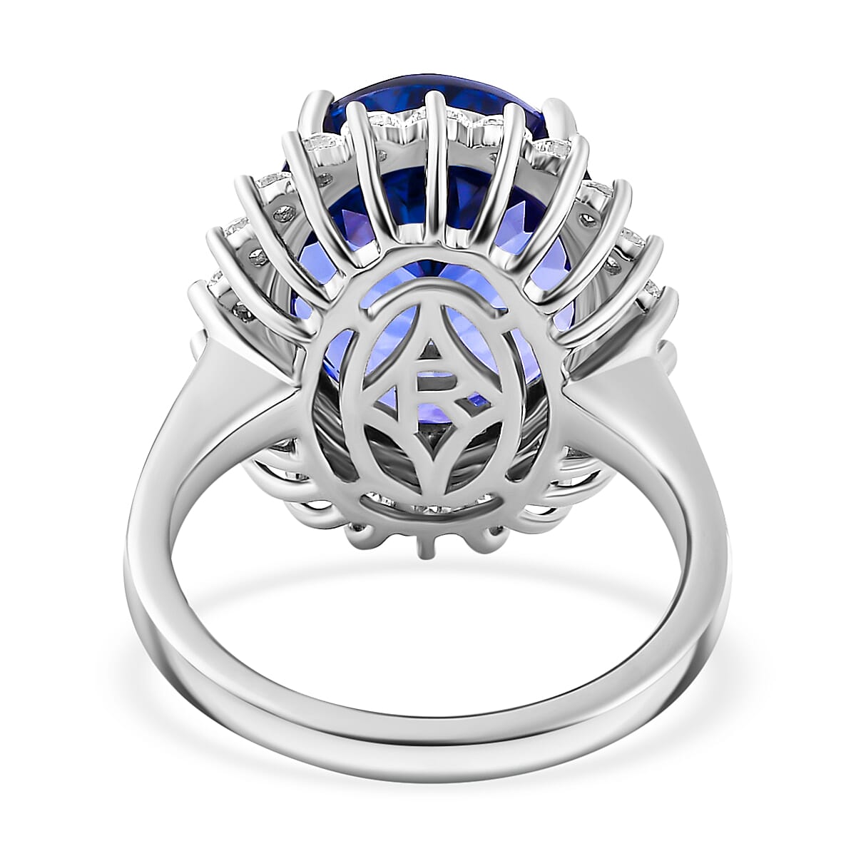 950 Platinum AAAA Tanzanite White Diamond EF, VS Halo Ring 7865055 4
