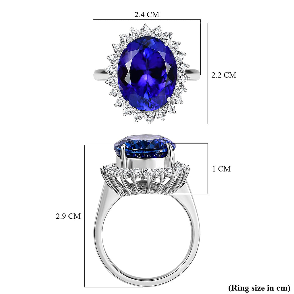 RHAPSODY 950 Platinum AAAA Tanzanite & Diamond VS-EF  Ring 12.56 ct,  Platinum Wt. 9.5 Gms