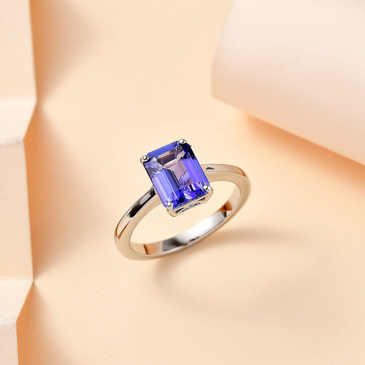 Rhapdsody 950 Platinum AAAA Tanzanite, White Diamond EF, VS Solitaire Ring 7862955 2