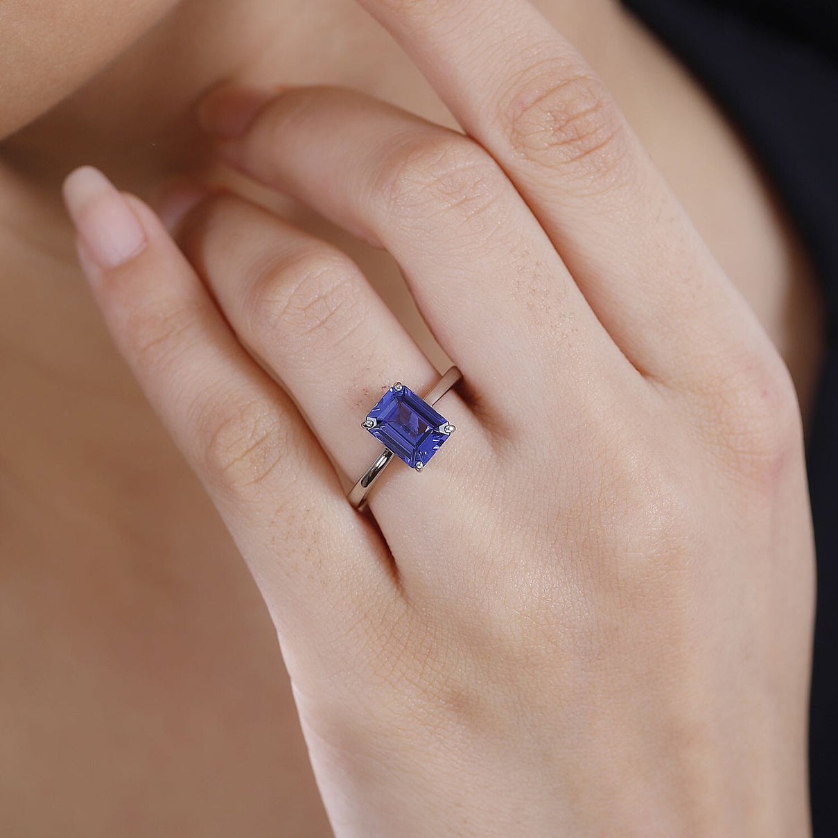 Rhapdsody 950 Platinum AAAA Tanzanite, White Diamond EF, VS Solitaire Ring 7862955 3