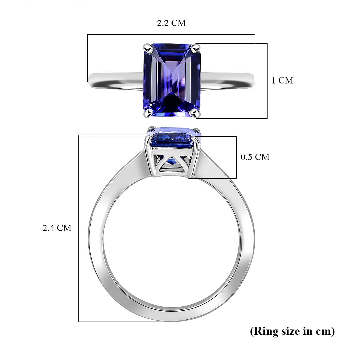 Rhapdsody 950 Platinum AAAA Tanzanite, White Diamond EF, VS Solitaire Ring 7862955 6