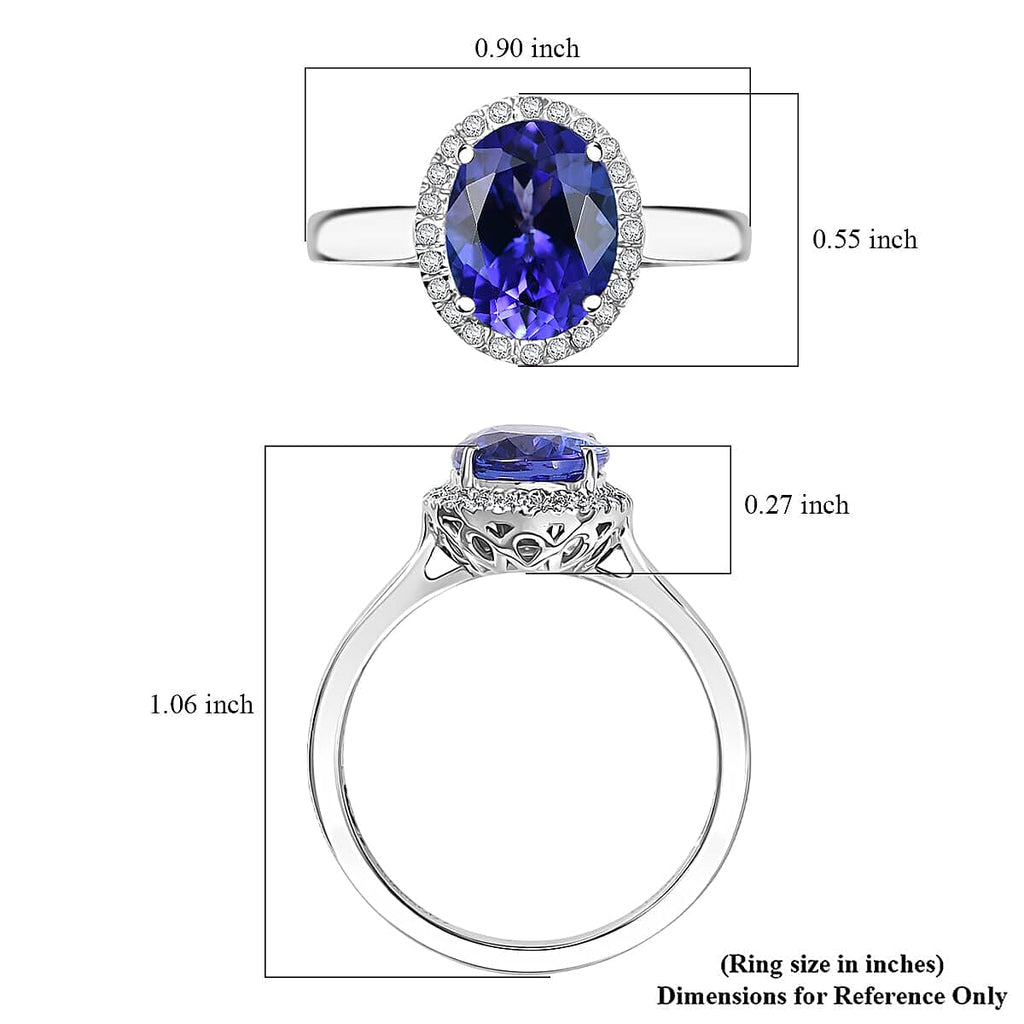 Rhapsody - 950 Platinum AGI Certified AAAA Tanzanite & VS-E-F White Diamond Oval Cut Halo Ring 3.20 Ct, Platinum Wt. 5.35 Gms