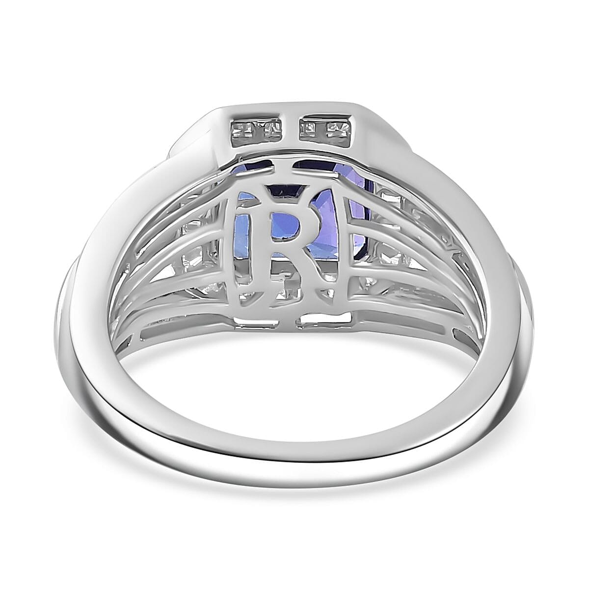 RHAPSODY-950 Platinum AAAA Tanzanite and Earth Mined Diamond (VS E-F) Signet Ring 3.19 Ct, Platinum Wt. 8.00 Gms 7784207 6