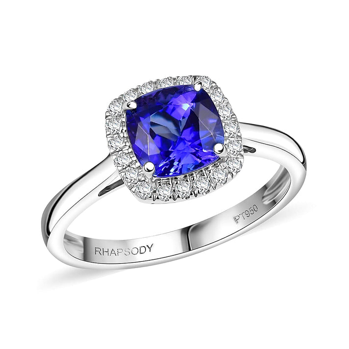 Certified &amp; Appraised RHAPSODY 950 Platinum AAAA Tanzanite, White Diamond VS-EF Halo Ring,  2.8  Ct. 8094960 1