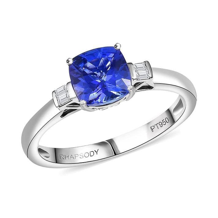 Certified &amp; Appraised RHAPSODY 950 Platinum AAAA Tanzanite, White Diamond VS-EF Ring, 1.55  Ct. 8374113 1