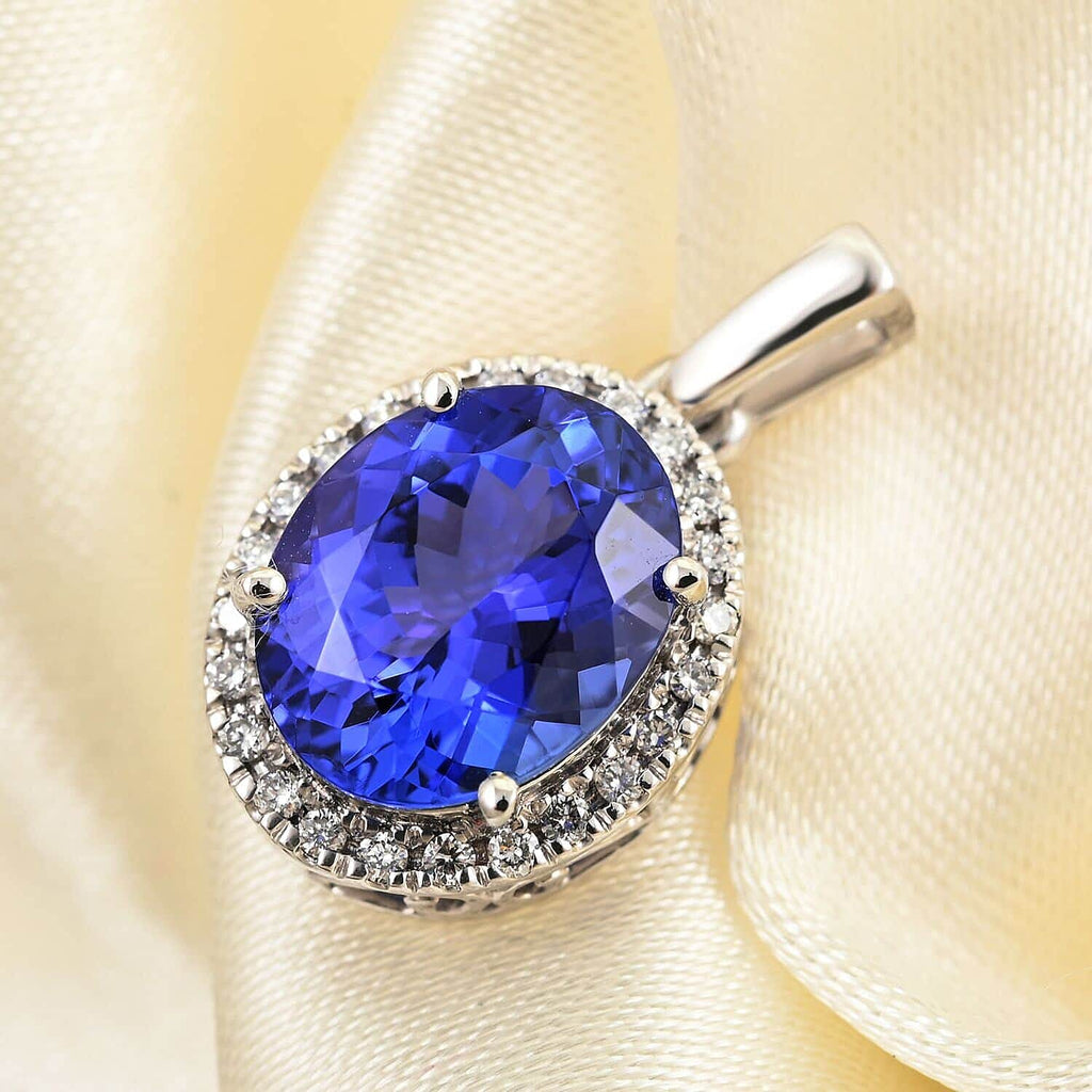 RHAPSODY - 950 Platinum AAAA Tanzanite & (VS-E-F) White Diamond Pendant 2.85 Ct, Platinum Wt. 3.15 Gms