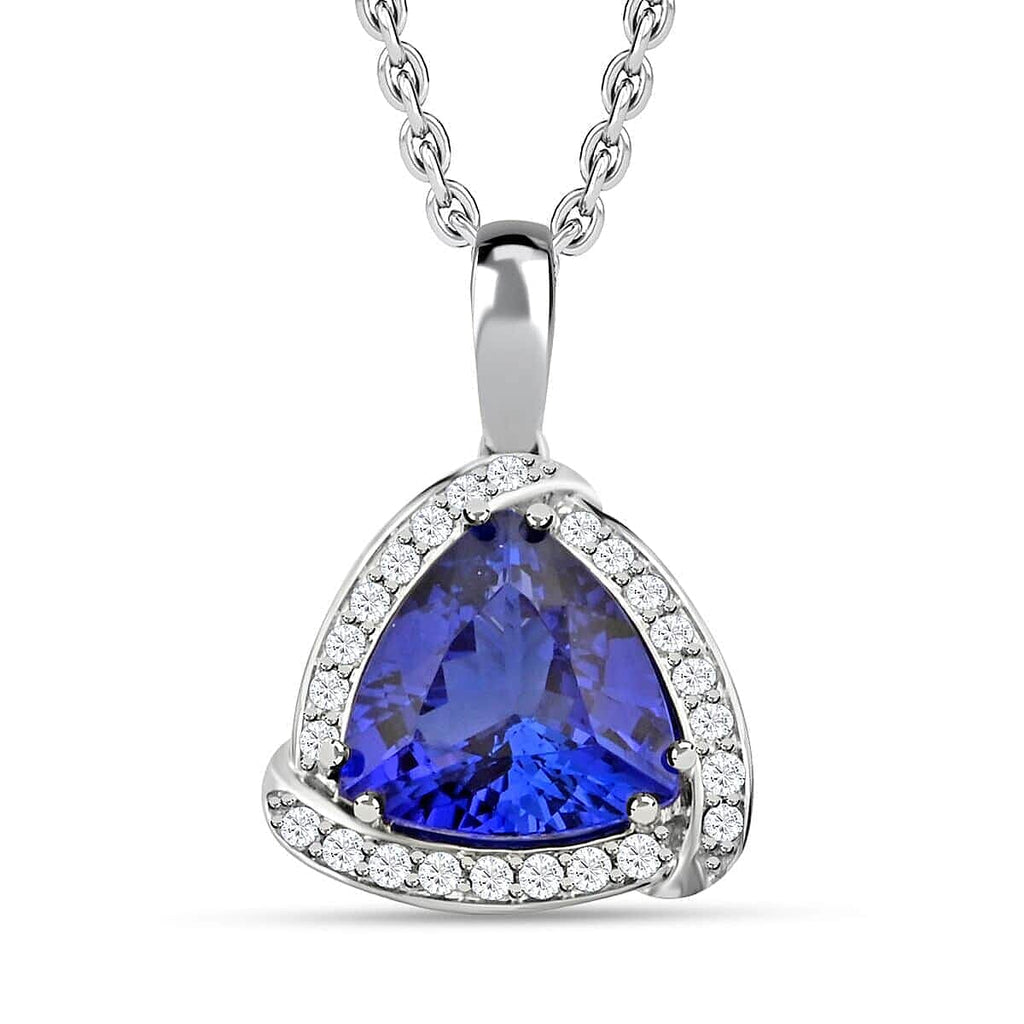 RHAPSODY 950 Platinum AGI Certified AAAA Tanzanite & White Diamond (VS-E-F) Pendant 3.65 Ct.