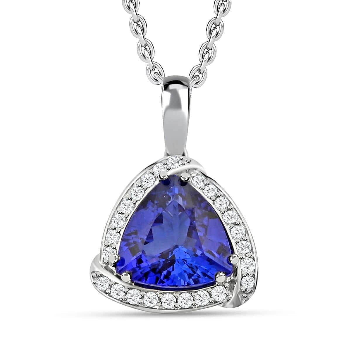 Appraised and Certified 3.65 Ct. Tanzanite, Diamond Halo Pendant in 950 Platinum 7645274 0
