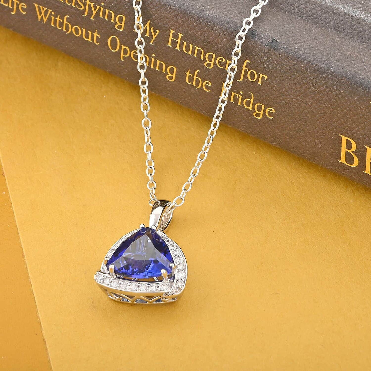 Appraised and Certified 3.65 Ct. Tanzanite, Diamond Halo Pendant in 950 Platinum 7645274 1