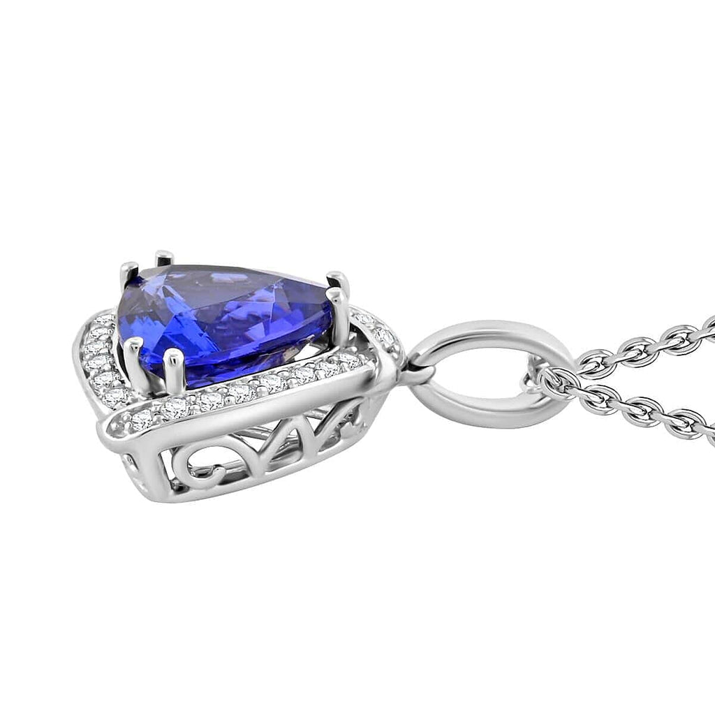 RHAPSODY 950 Platinum AGI Certified AAAA Tanzanite & White Diamond (VS-E-F) Pendant 3.65 Ct.