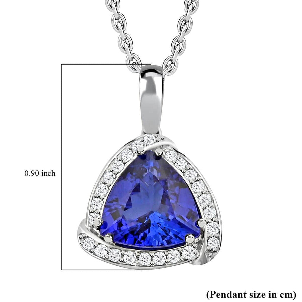 RHAPSODY 950 Platinum AGI Certified AAAA Tanzanite & White Diamond (VS-E-F) Pendant 3.65 Ct.