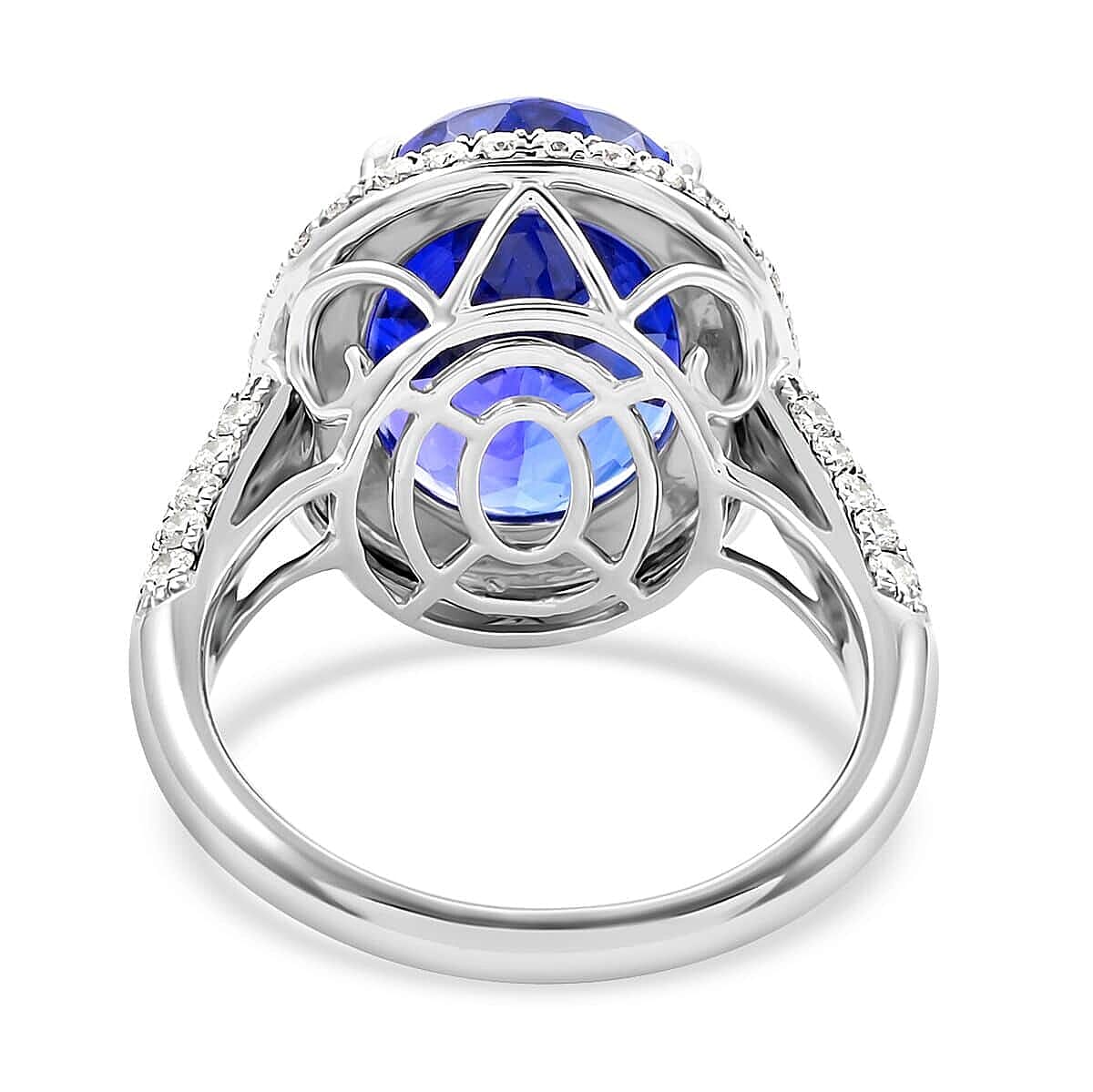 Certified and Appraised Rhapsody 950 Platinum AAAA Tanzanite and E-F VS Diamond Double Halo Ring 9.40 Grams 10.75 ct 7645186 4