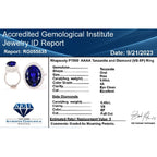 950 Platinum  AAAA  Tanzanite   White Diamond  VS Ring 10.75 ct,  Platinum Wt. 9.39 Gms  10.750  Ct.
