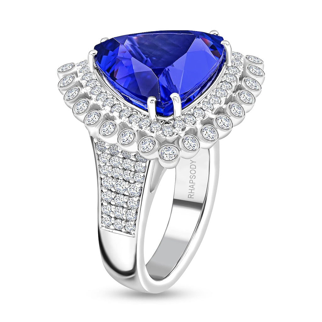 RHAPSODY 950 Platinum AGI Certified AAAA Tanzanite & White Diamond (VS-E-F) Ring 16.60 Ct.