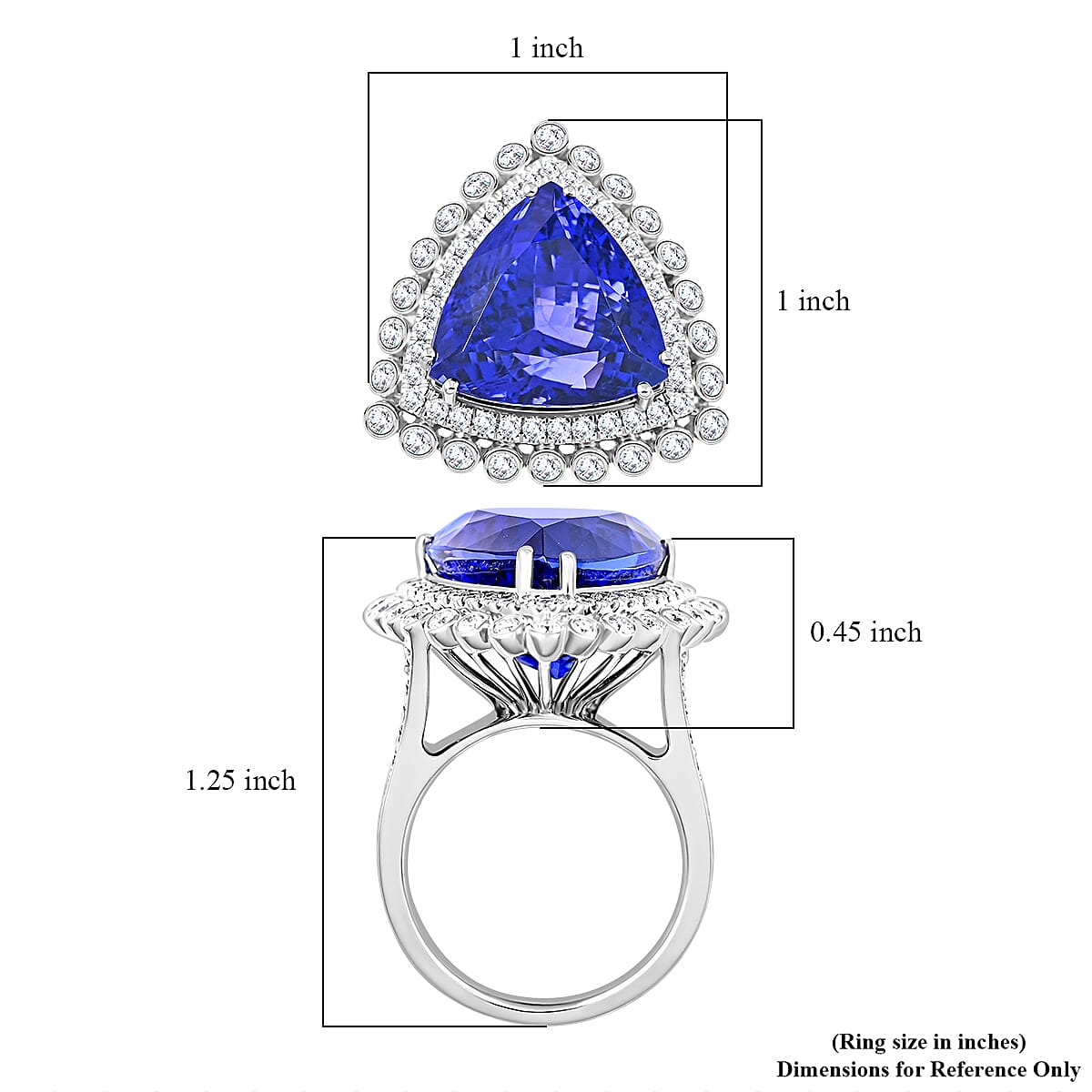 Chairman Vault Collection - RHAPSODY 950 Platinum AGI Certified AAAA Tanzanite and White Diamond (VS-E-F) Ring 16.60 Ct 7769389 4