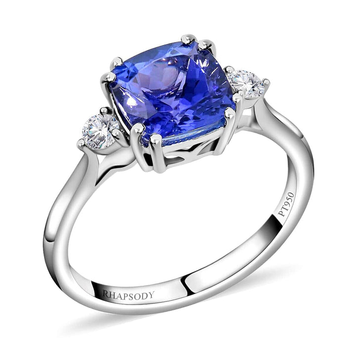 Certified and Appraised Rhapsody 950 Platinum AAAA Tanzanite and E-F VS Diamond Ring 4.15 Grams 2.60 ct 8852283 1