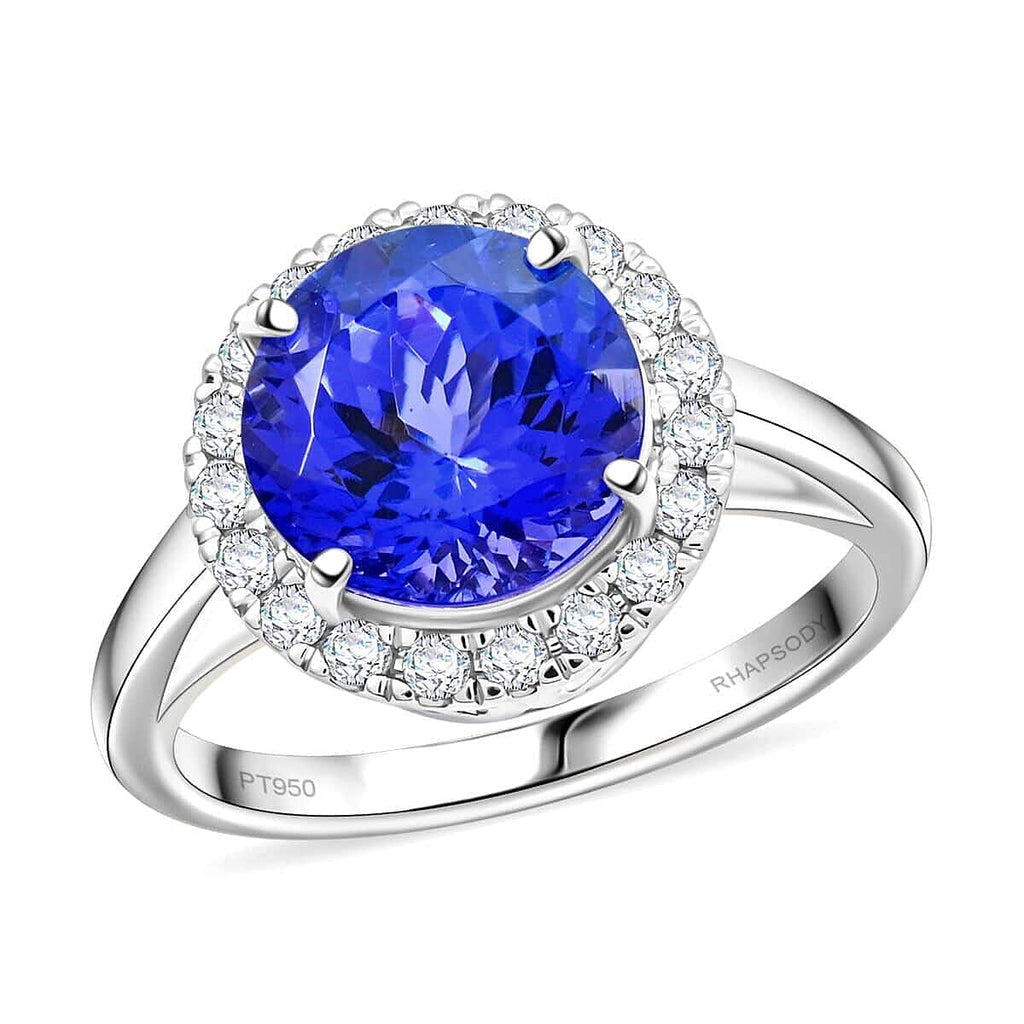 950 Platinum  AAAA  Tanzanite   White Diamond  VS Ring 3.00 pc,  Platinum Wt. 6.2 Gms  2.900  Ct.