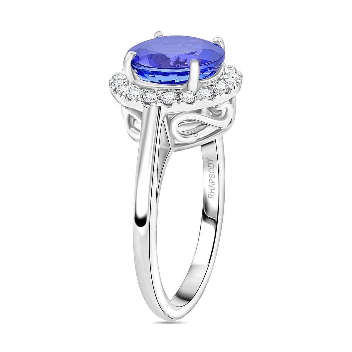 Certified and Appraised RHAPSODY 950 Platinum AAAA Tanzanite, White Diamond VS Halo Ring, Platinum Wt. 6.2 Gms, 3.00 ct. 7818272 3