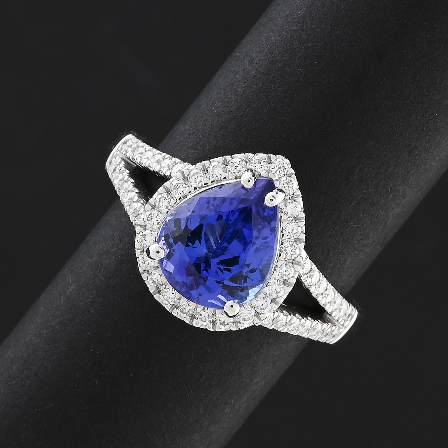 Certified and Appraised RHAPSODY 950 Platinum AAAA Tanzanite White Diamond VS Halo Ring 3.10 ct., Platinum Wt. 7.84 Gms 7937666 1