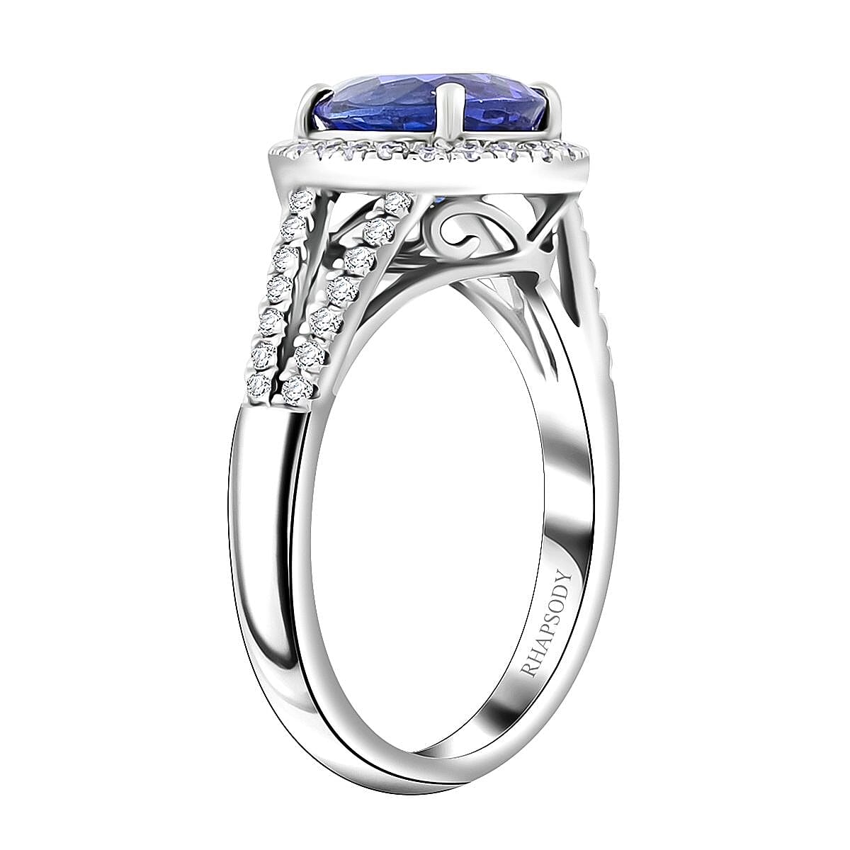 Certified and Appraised RHAPSODY 950 Platinum AAAA Tanzanite White Diamond VS Halo Ring 3.10 ct., Platinum Wt. 7.84 Gms 7937666 3