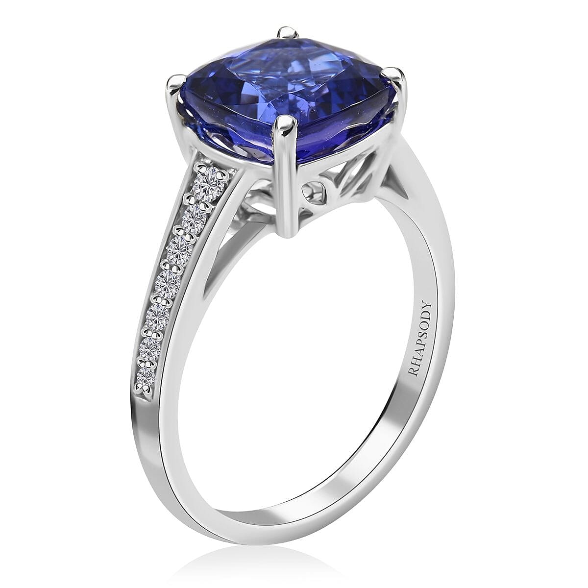 Certified &amp; Appraised RHAPSODY 950 Platinum AAAA Tanzanite and Diamond VS-EF Ring, Platinum 6.01 grams 4.01 Ct 7550252 4