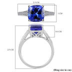 Certified and Appraised RHAPSODY 950 Platinum AAAA Tanzanite & Diamond (VS-EF) Ring 4.01 Ct, Platinum Wt. 5.33 Gms