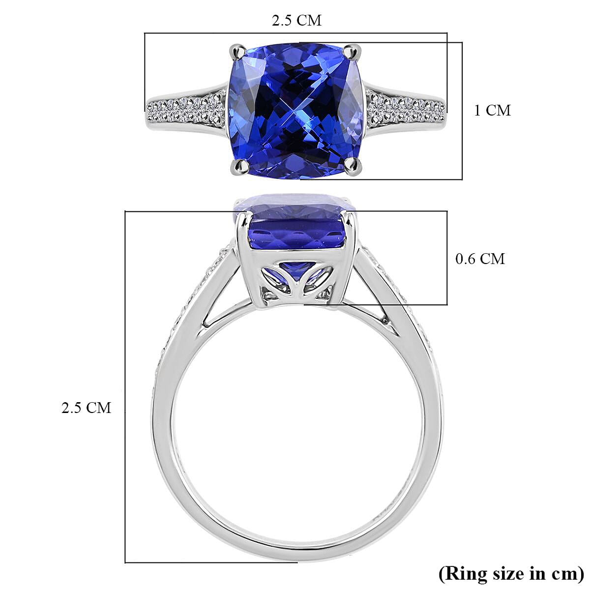 Certified &amp; Appraised RHAPSODY 950 Platinum AAAA Tanzanite and Diamond VS-EF Ring, Platinum 6.01 grams 4.01 Ct 7550252 6