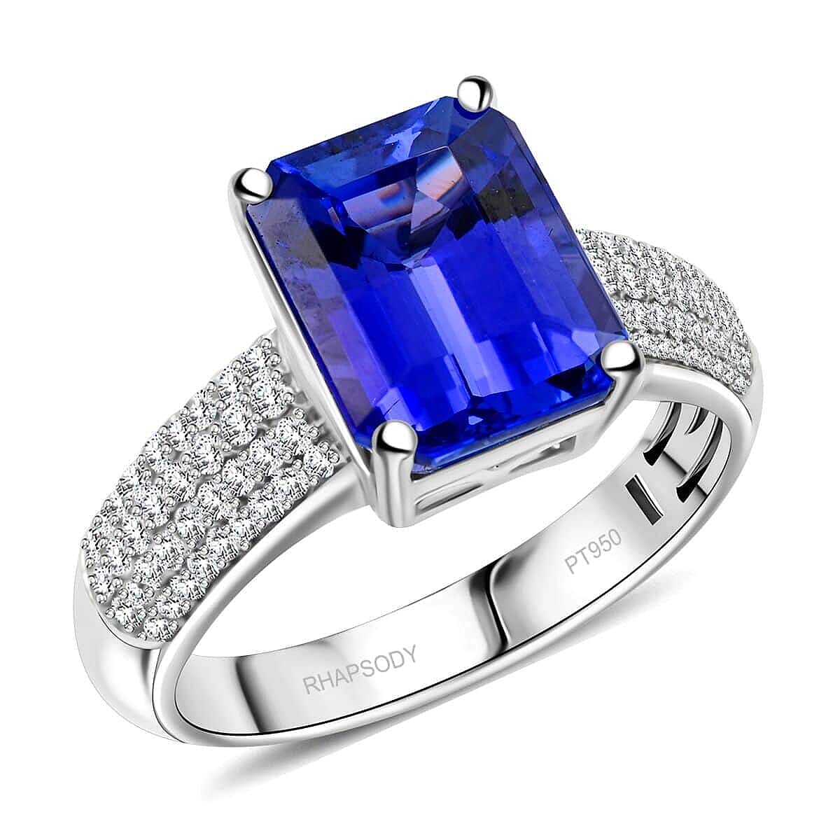 Appraised and Certified 4.7 Ct. Tanzanite, Diamond Solitaire Ring in 950 Platinum 7937608 0