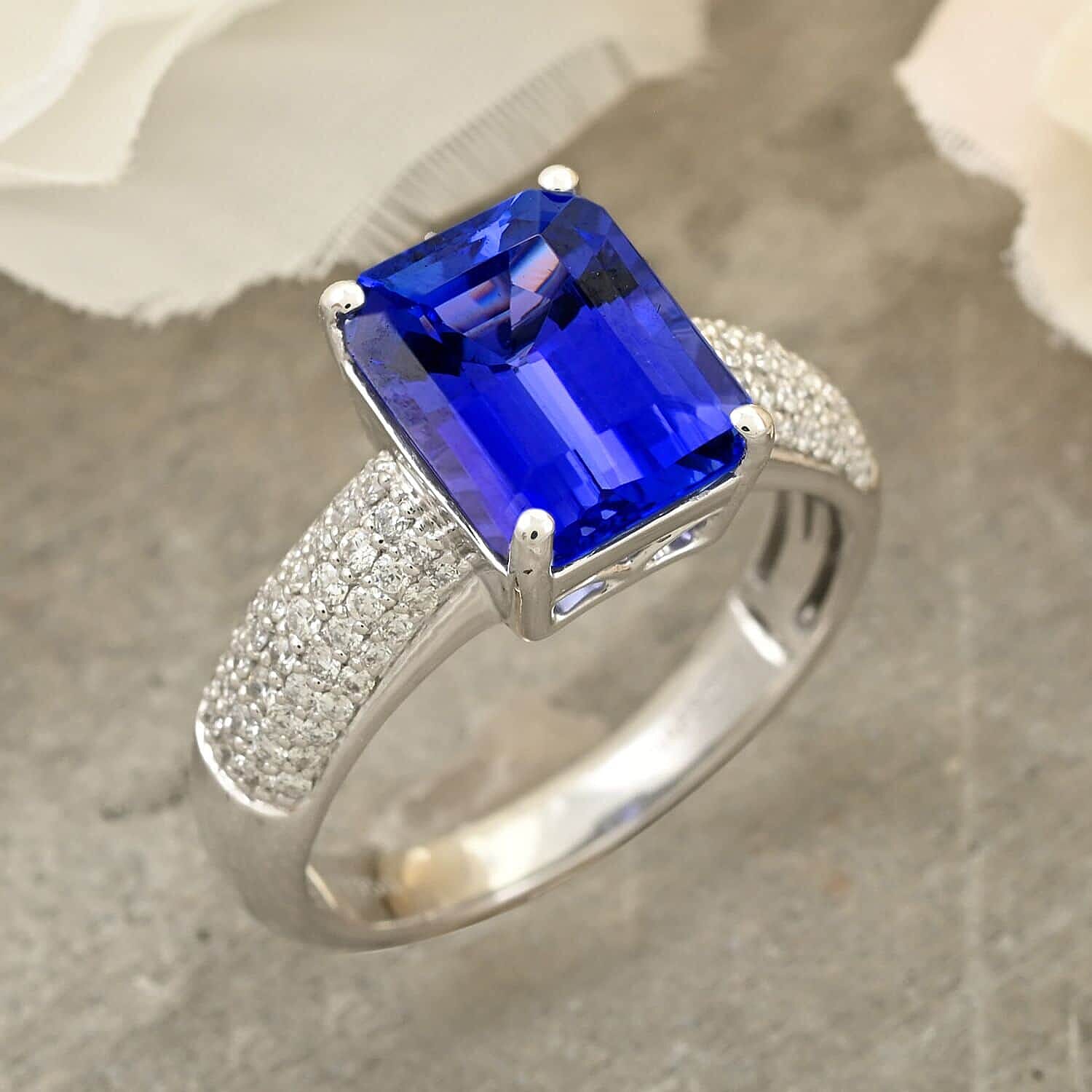 Appraised and Certified 4.7 Ct. Tanzanite, Diamond Solitaire Ring in 950 Platinum 7937608 1