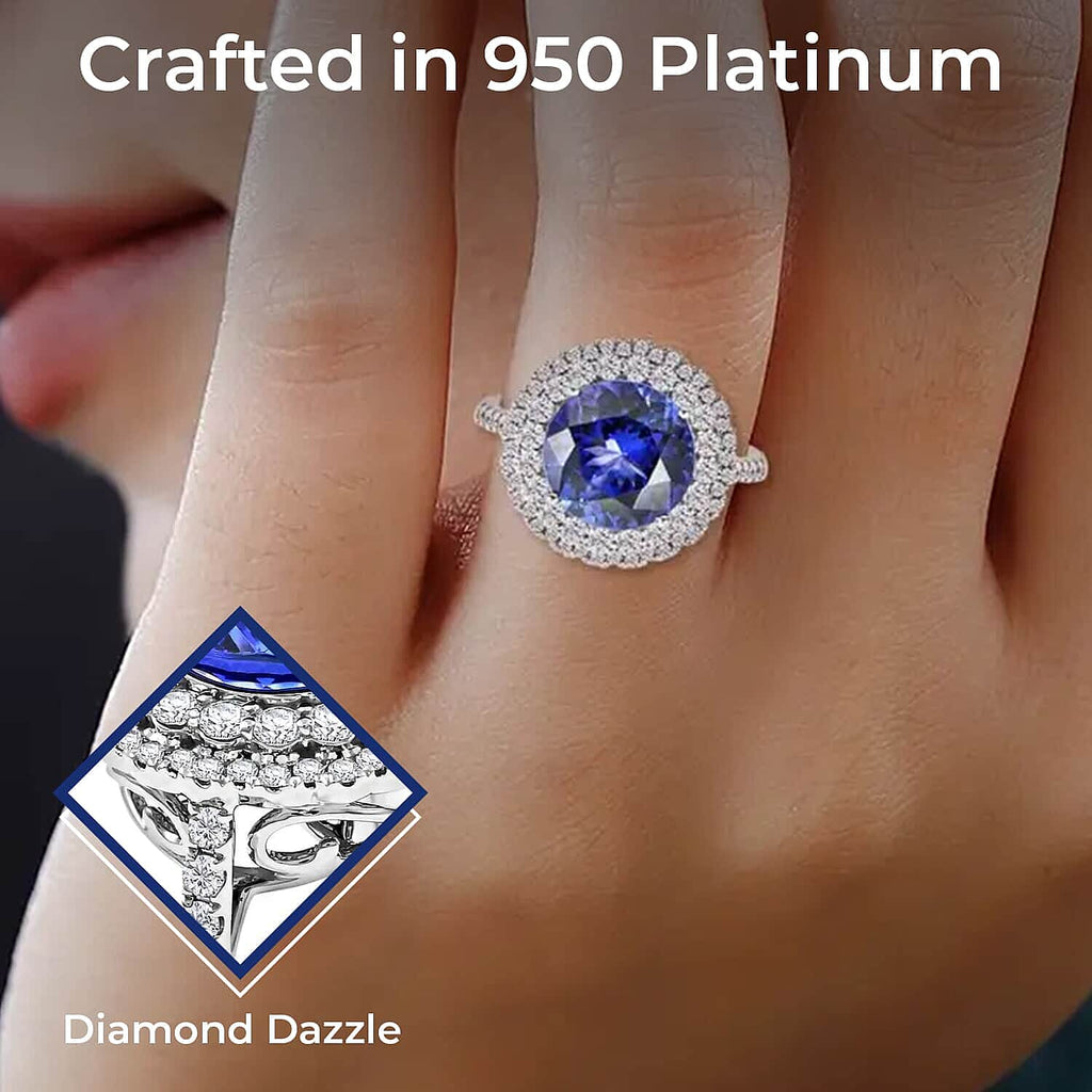 950 Platinum  AAAA  Tanzanite  White Diamond VS Ring 5.15 ct,  Platinum Wt. 7.83 Gms  5.150  Ct.