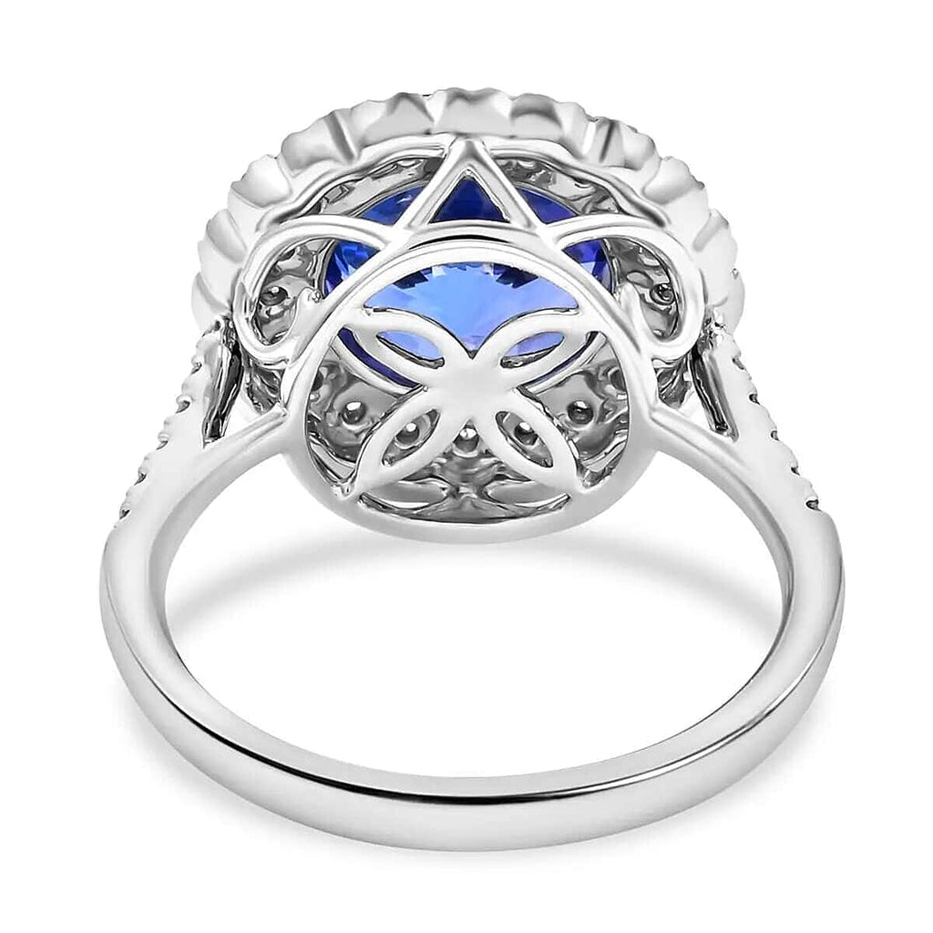 950 Platinum  AAAA  Tanzanite  White Diamond VS Ring 5.15 ct,  Platinum Wt. 7.83 Gms  5.150  Ct.