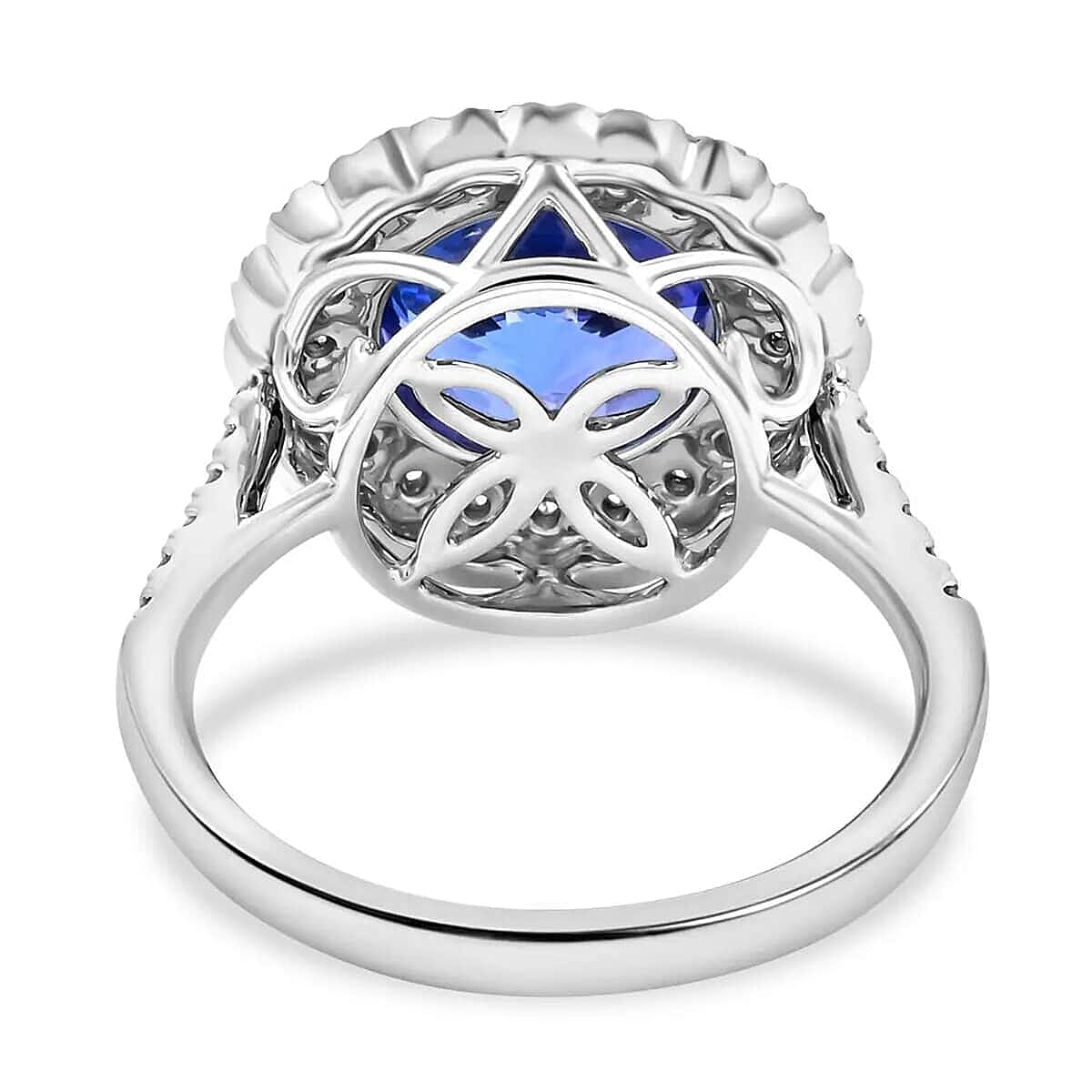 Certified and Appraised RHAPSODY 950 Platinum AAAA Tanzanite White Diamond VS Double Halo Ring 5.15 ct., Platinum Wt. 7.83 Gms 7675170 4