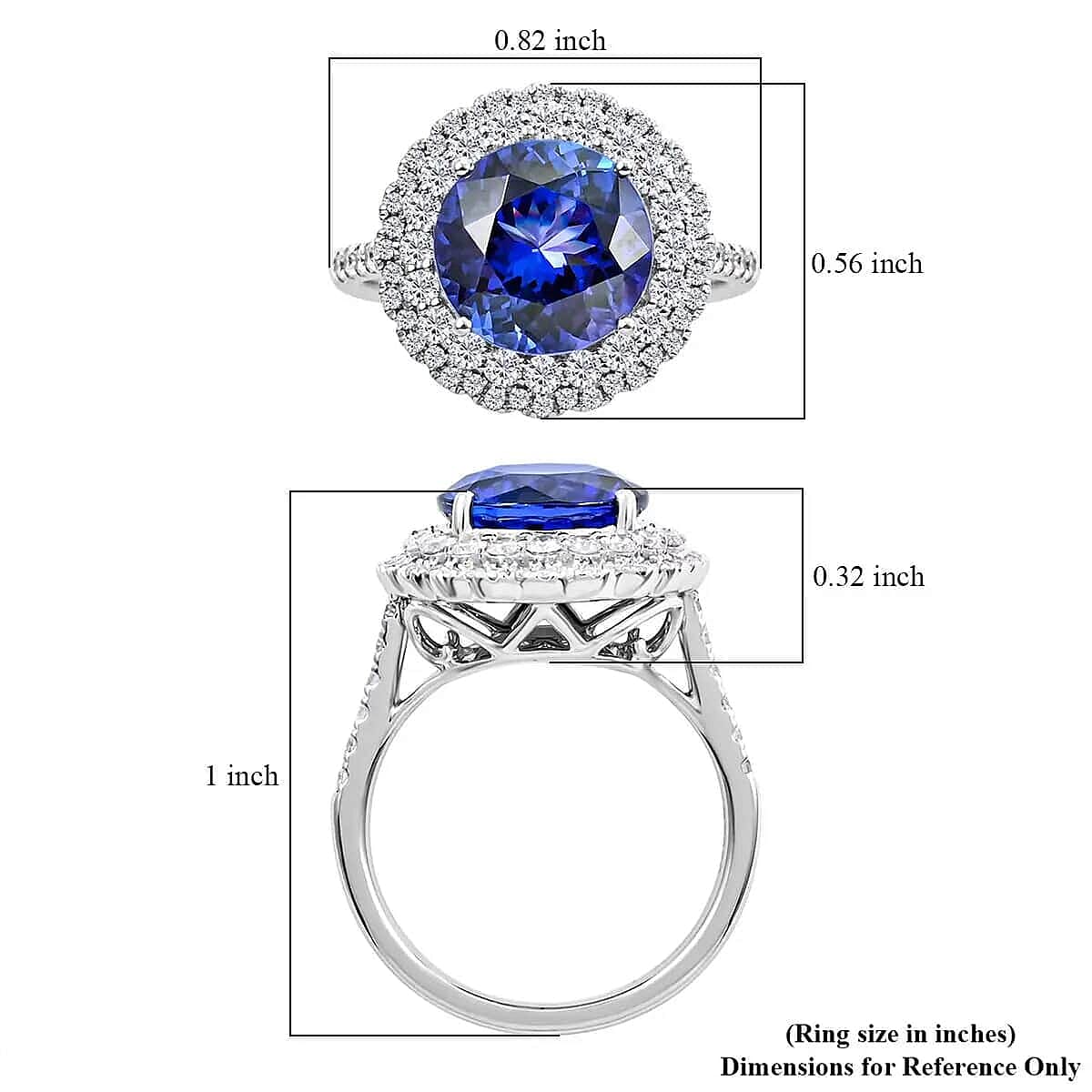 Certified and Appraised RHAPSODY 950 Platinum AAAA Tanzanite White Diamond VS Double Halo Ring 5.15 ct., Platinum Wt. 7.83 Gms 7675170 5