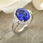 950 Platinum  AAAA  Tanzanite   White Diamond  VS Ring 7.25 pc,  Platinum Wt. 9.99 Gms  7.250  Ct.
