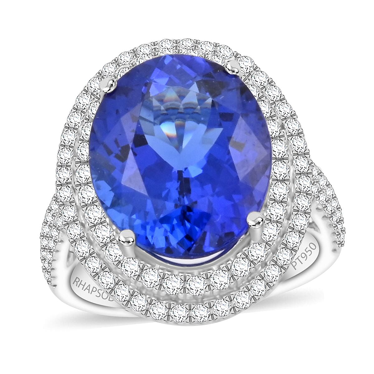 Certified and Appraised RHAPSODY 950 Platinum AAAA Tanzanite White Diamond VS Ring 9.60 ct, Platinum Wt. 9.61 Gms 7695518 0