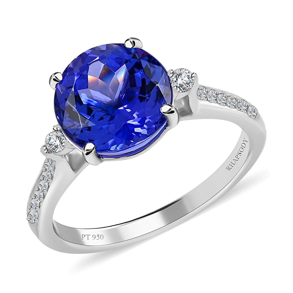 950 Platinum  AAAA  Tanzanite   White Diamond  VS Ring 3.25 ct,  Platinum Wt. 4.79 Gms  3.250  Ct.