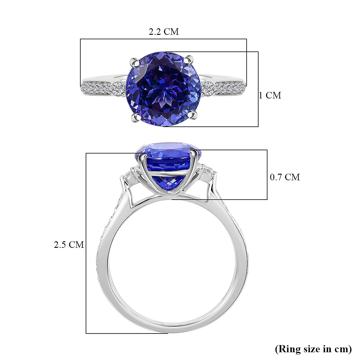 950 Platinum AAAA Tanzanite White Diamond VS Ring in Platinum Wt. 4.79 grams, 3.250 Ct 7550257 4