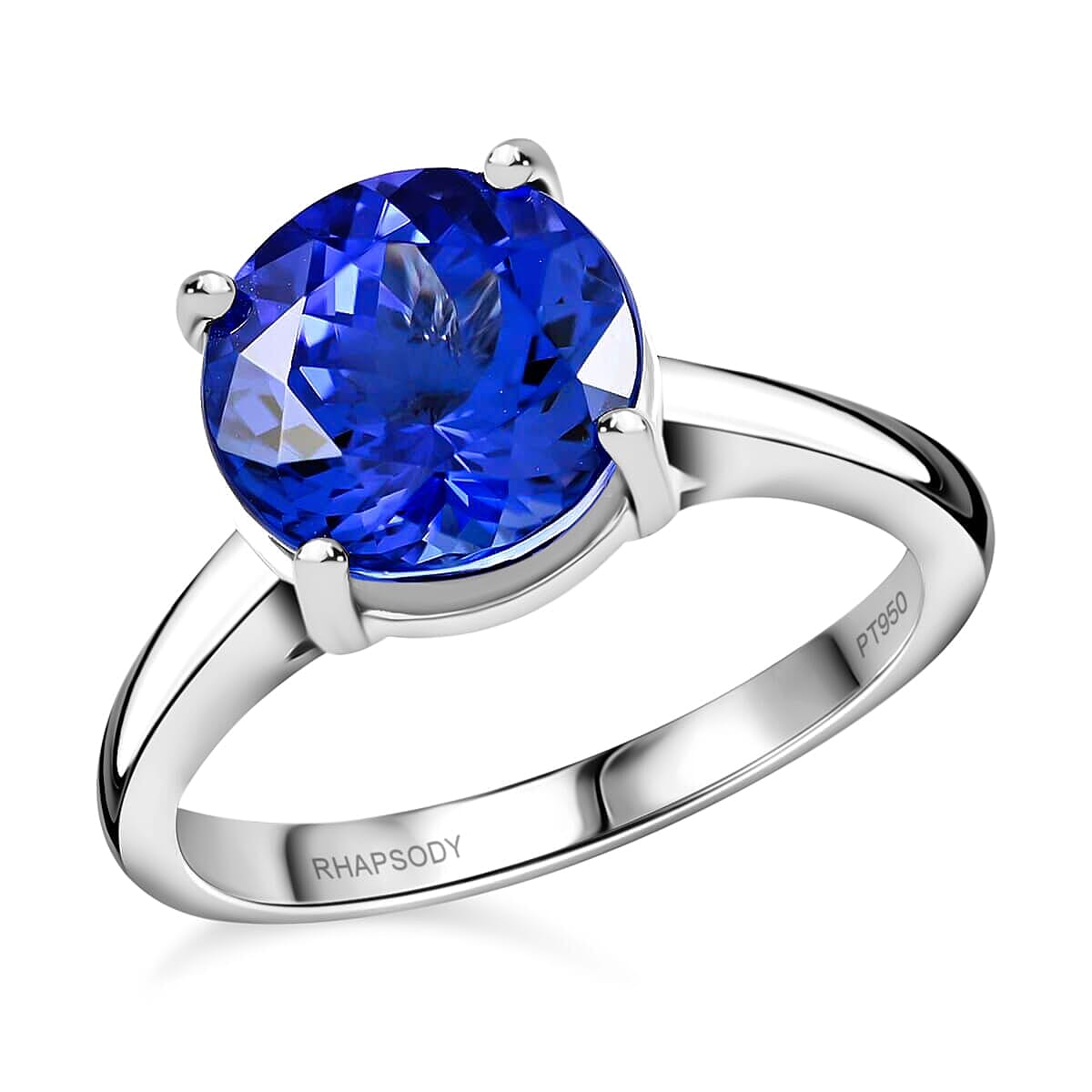 Certified and Appraised AAAA Tanzanite and White Diamond VS Solitaire Ring in  950 Platinum, Platinum Wt. 7.92 grams, 5 Ct 3886853 0