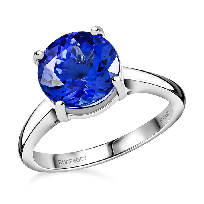 Certified and Appraised AAAA Tanzanite and White Diamond VS Solitaire Ring in  950 Platinum, Platinum Wt. 7.92 grams, 5 Ct 3886853 1